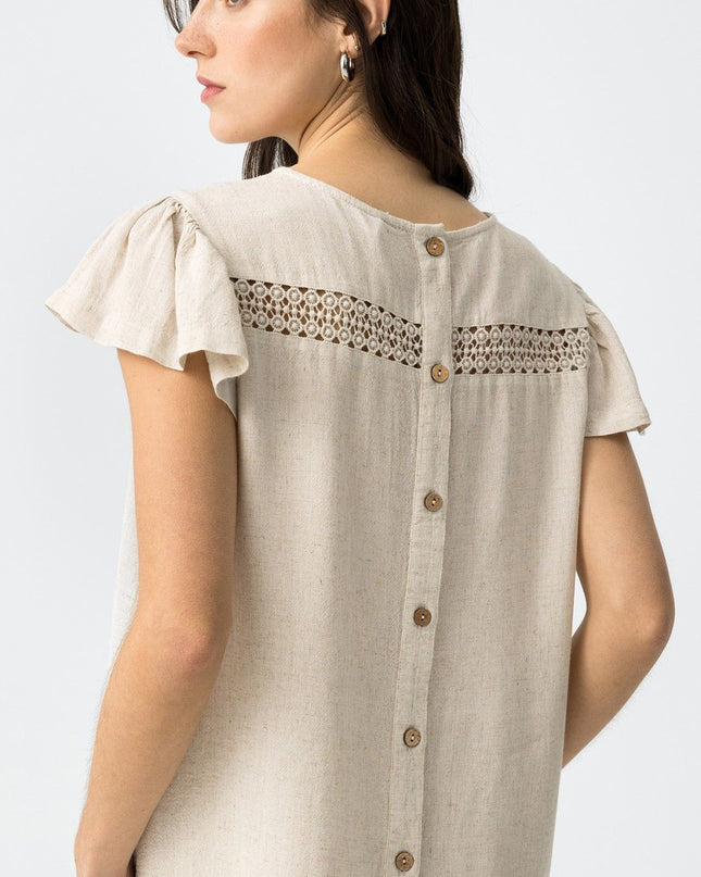 'Ivy' Linen Blend Top - Natural