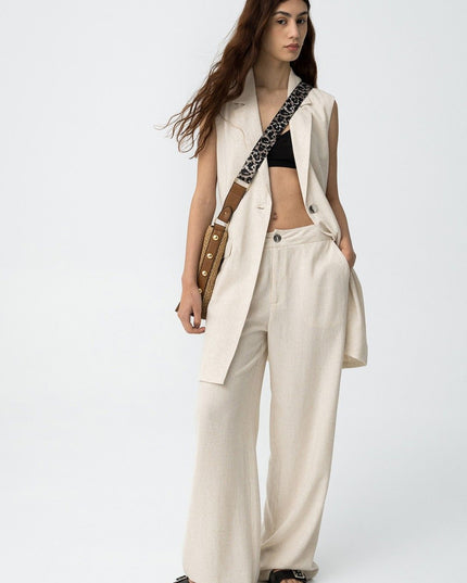 'Portel' Linen Trouser - Cream