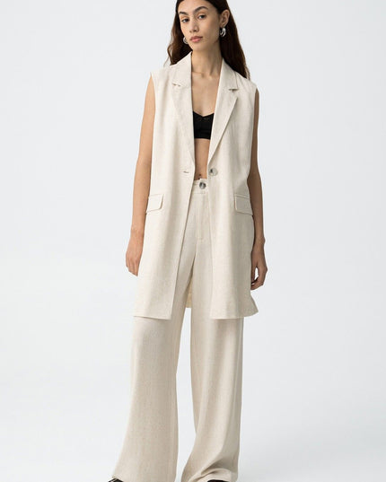 'Portel' Linen Trouser - Cream