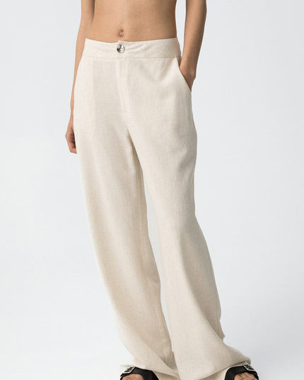 'Portel' Linen Trouser - Cream