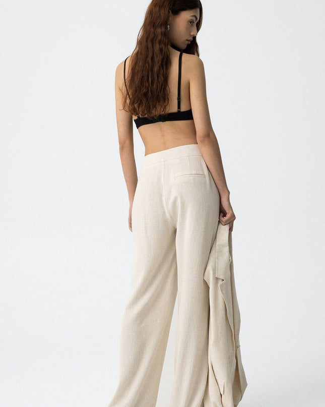 'Portel' Linen Trouser - Cream