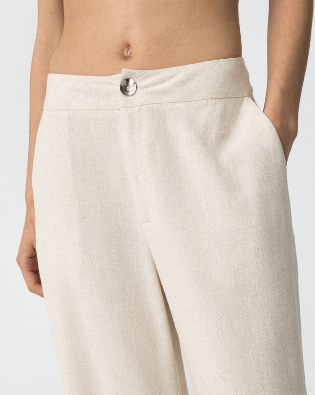 'Portel' Linen Trouser - Cream