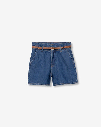 'Dinah' Belted Short - Dark Denim