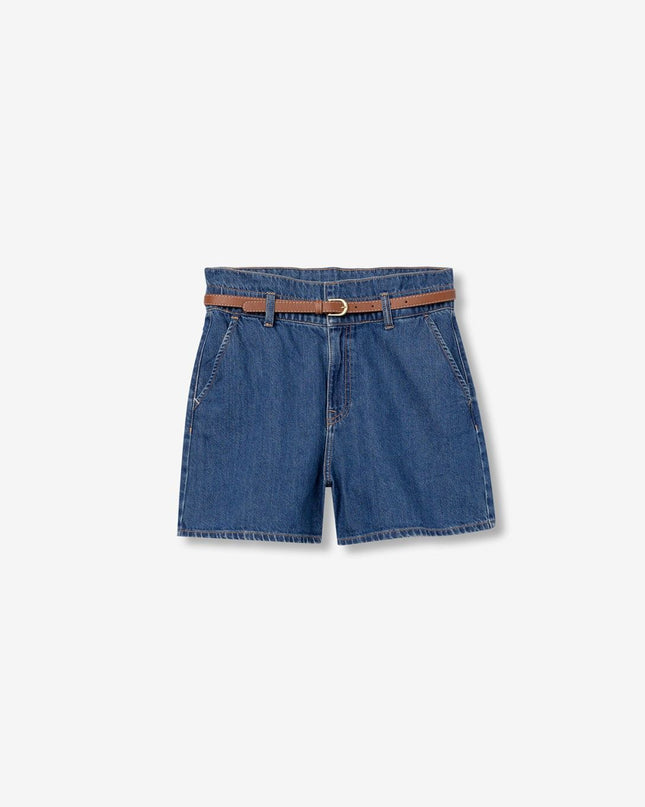 'Dinah' Belted Short - Dark Denim