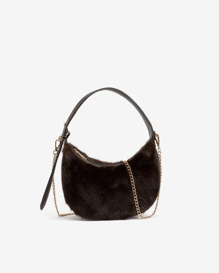 'Walnut' Fur Bag - Chocolate Brown