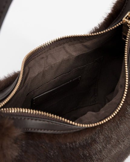 'Walnut' Fur Bag - Chocolate Brown