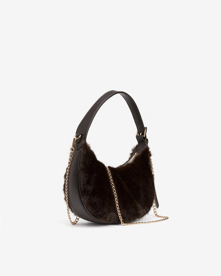 'Walnut' Fur Bag - Chocolate Brown