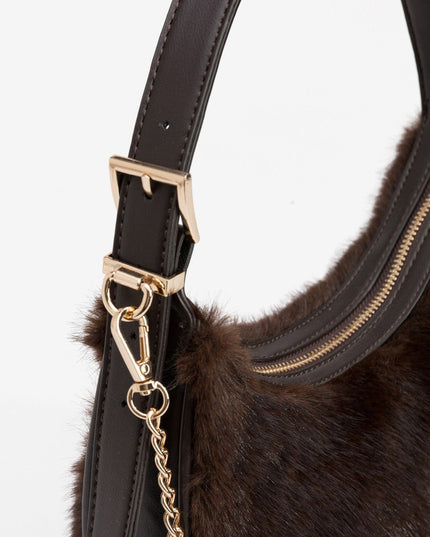 'Walnut' Fur Bag - Chocolate Brown