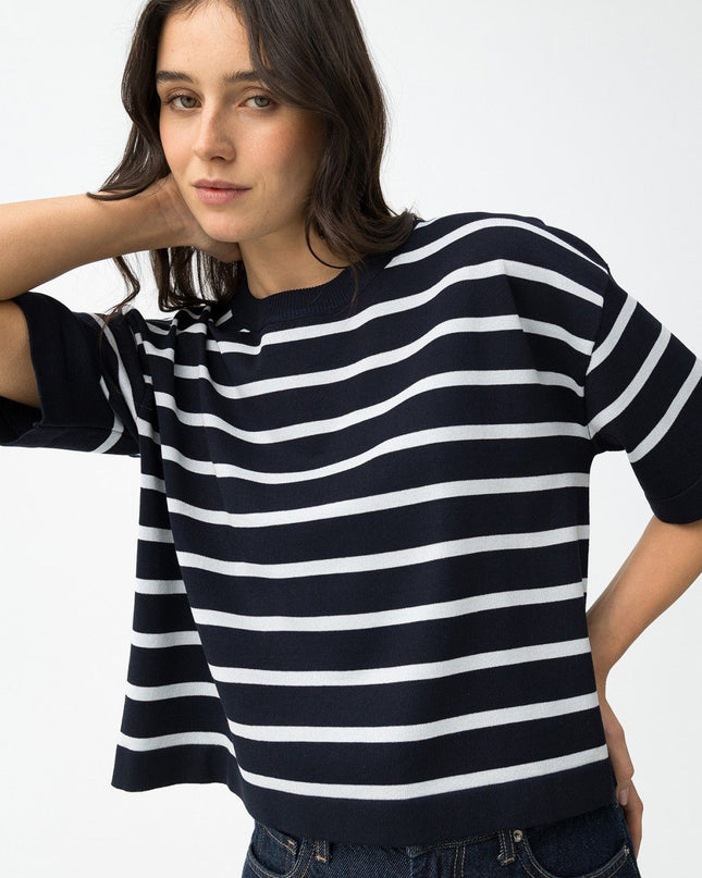 'Paragon' Short Sleeve Sweater - Lyons Blue