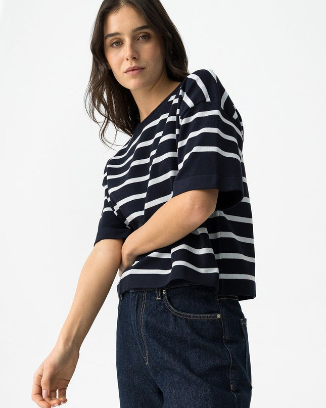 'Paragon' Short Sleeve Sweater - Lyons Blue