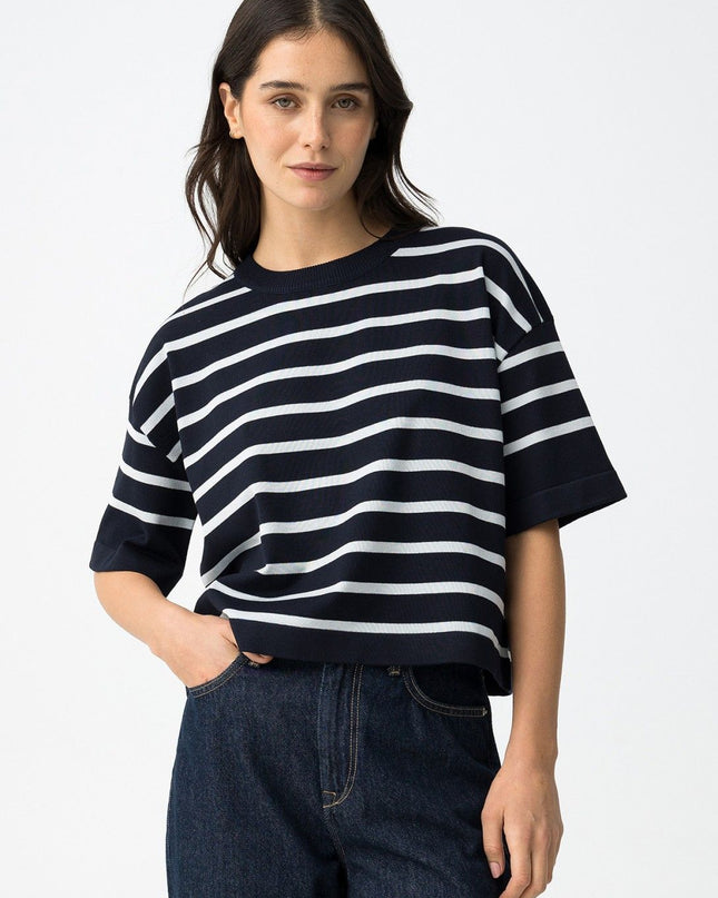 'Paragon' Short Sleeve Sweater - Lyons Blue