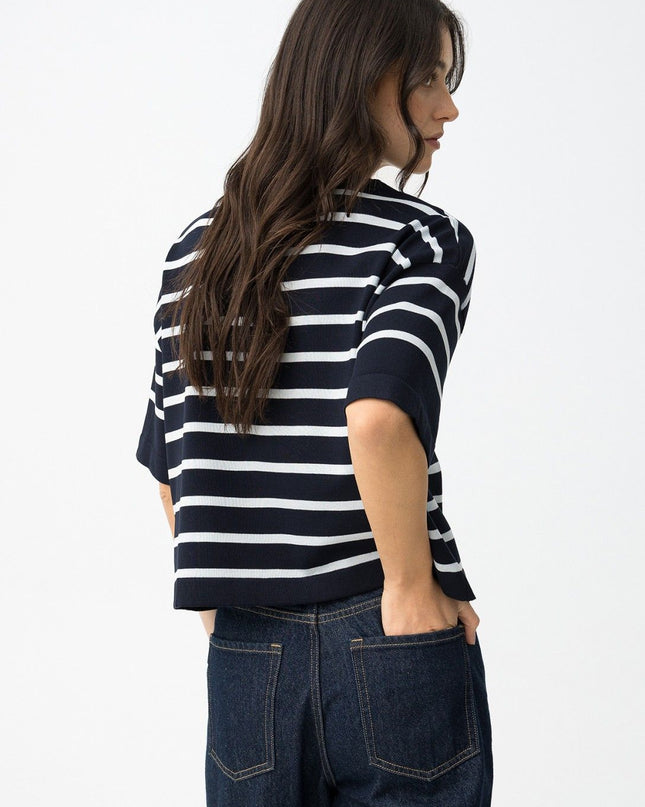 'Paragon' Short Sleeve Sweater - Lyons Blue