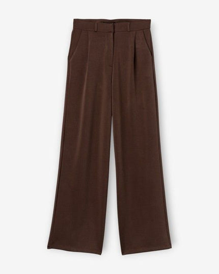 'Teddy' Modal Blend Wide Leg Trouser - Brown