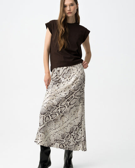 'Kansas' Satin Skirt - Snakeskin