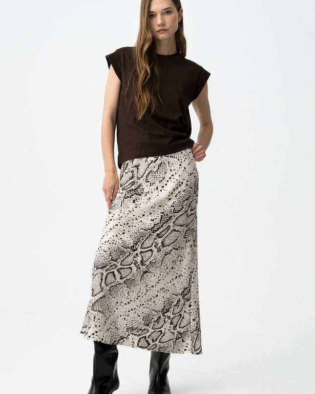 'Kansas' Satin Skirt - Snakeskin