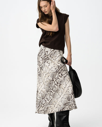 'Kansas' Satin Skirt - Snakeskin
