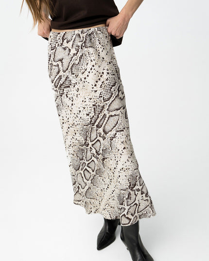 'Kansas' Satin Skirt - Snakeskin