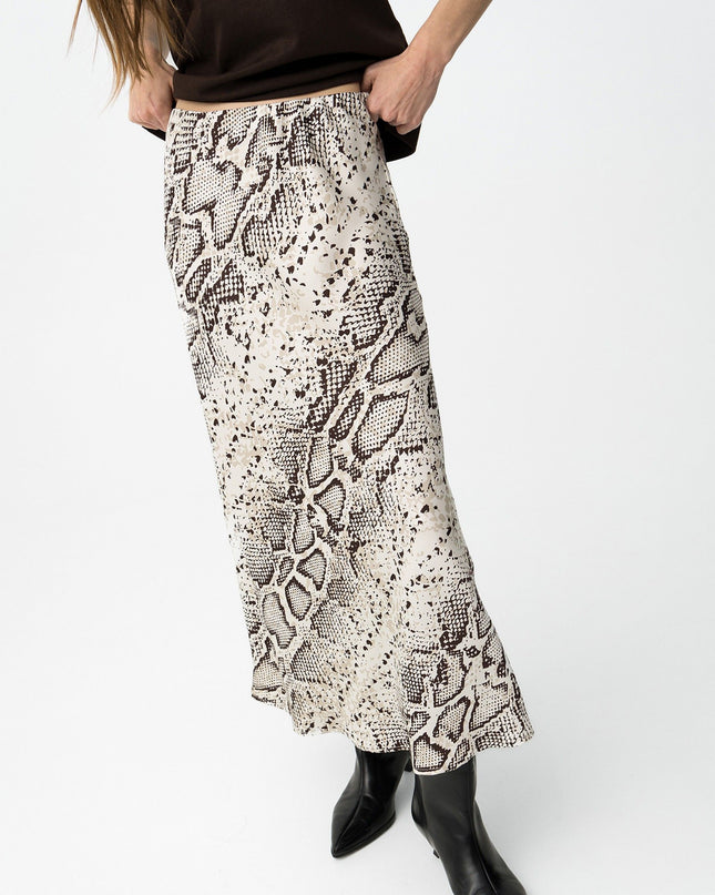 'Kansas' Satin Skirt - Snakeskin