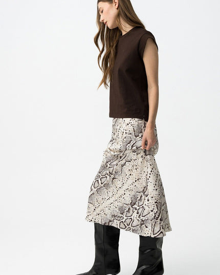 'Kansas' Satin Skirt - Snakeskin