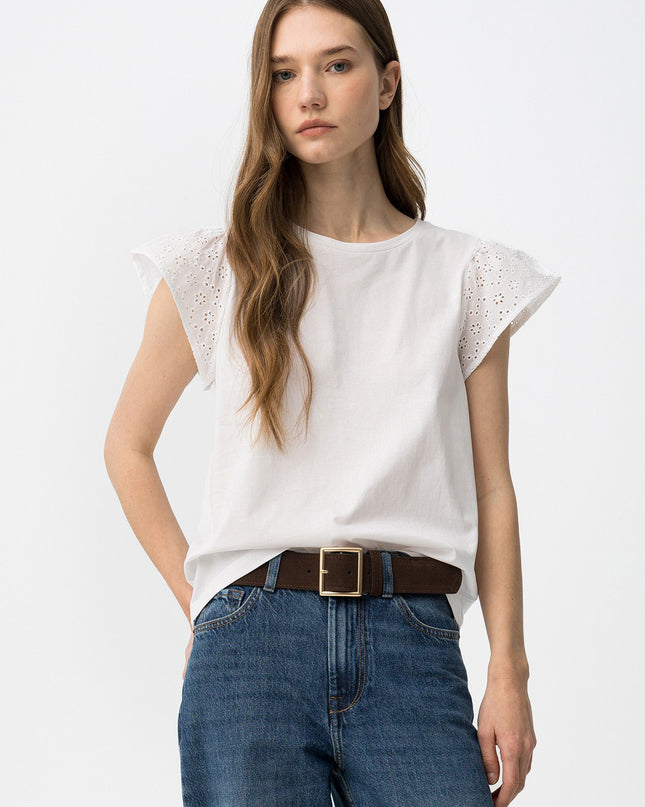 'Graciosa' Broderie T-Shirt - Star White