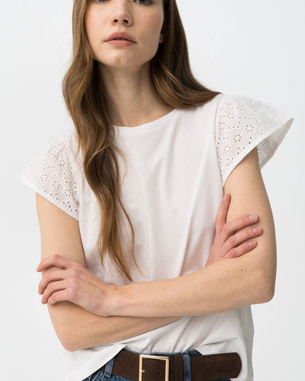 'Graciosa' Broderie T-Shirt - Star White