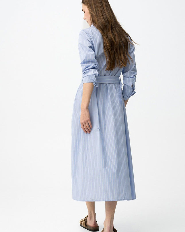 'Dove' Pinstripe Midi Dress - Baby Blue