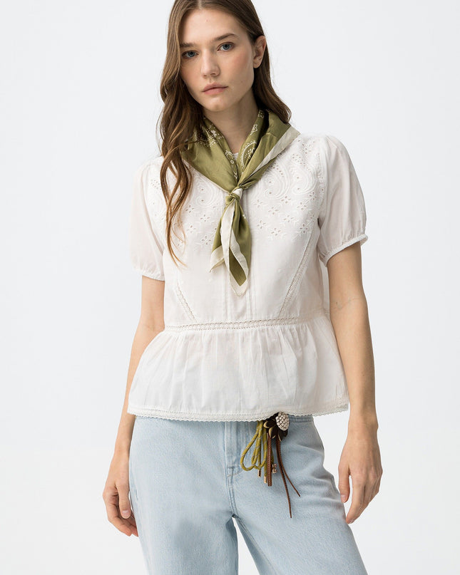 'Emir' Embroidered Blouse - Star White