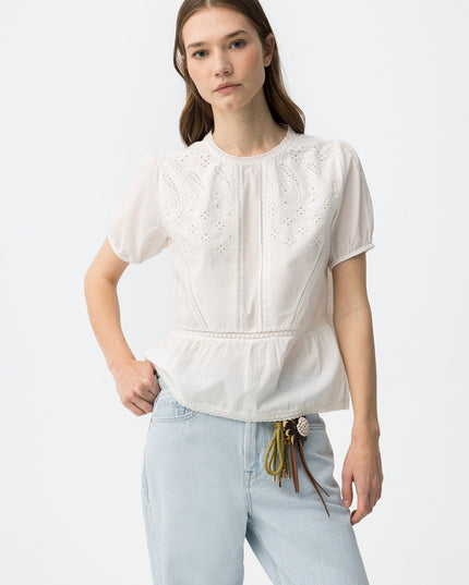 'Emir' Embroidered Blouse - Star White