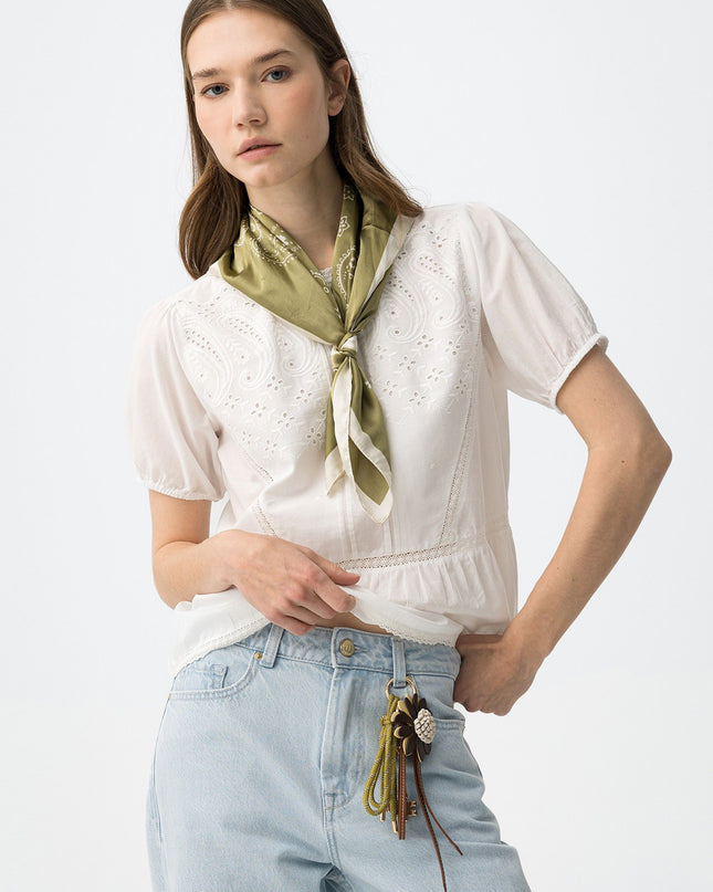 'Emir' Embroidered Blouse - Star White