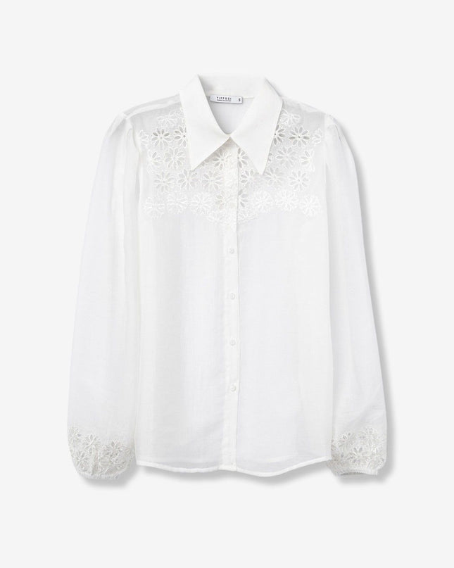 'Napolina' Broderie Regulat Fit Shirt - White