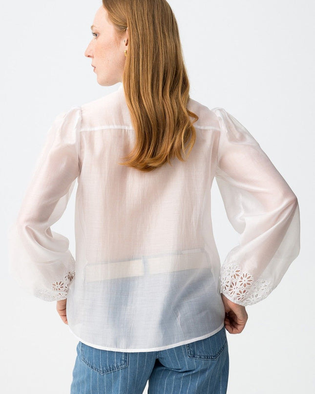 'Napolina' Broderie Regulat Fit Shirt - White