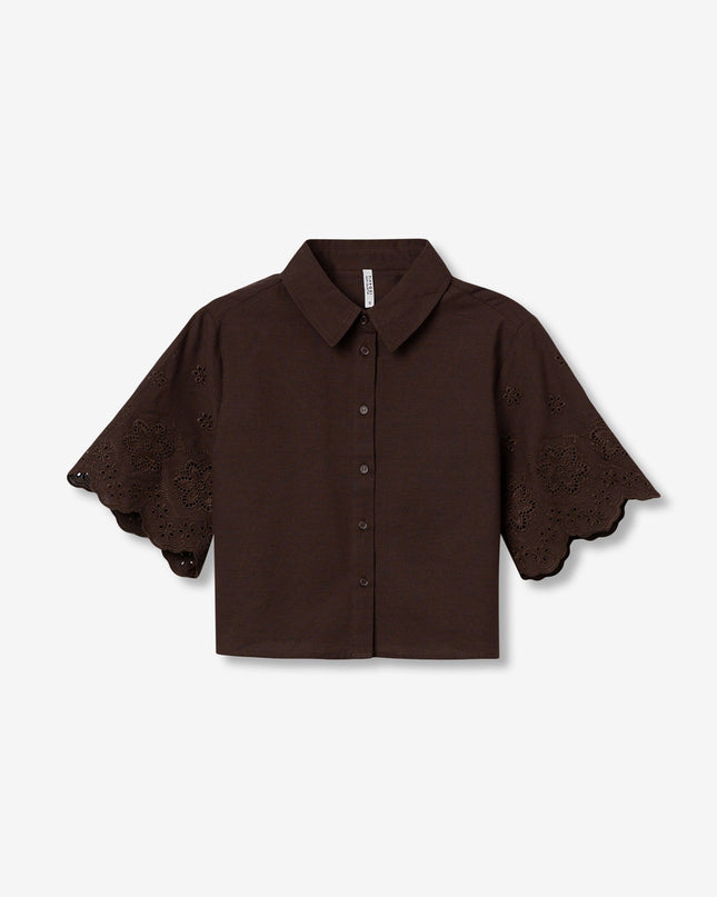 'Lencastre' Embroidered Shirt - Chocolate Brown