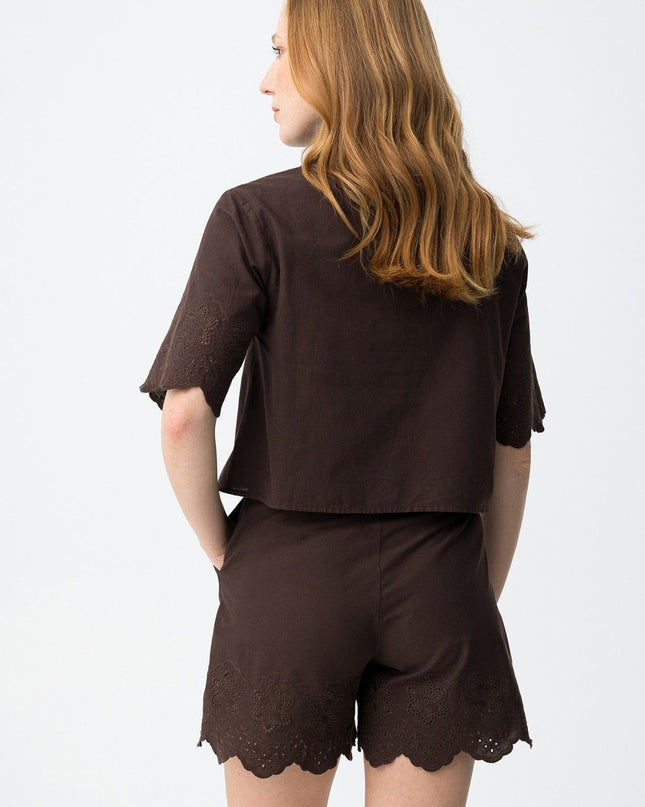 'Lencastre' Embroidered Shirt - Chocolate Brown