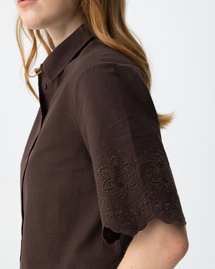 'Lencastre' Embroidered Shirt - Chocolate Brown