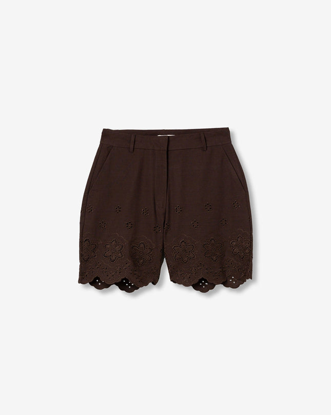 'Lencastre' Embroidered Short - Chocolate Brown