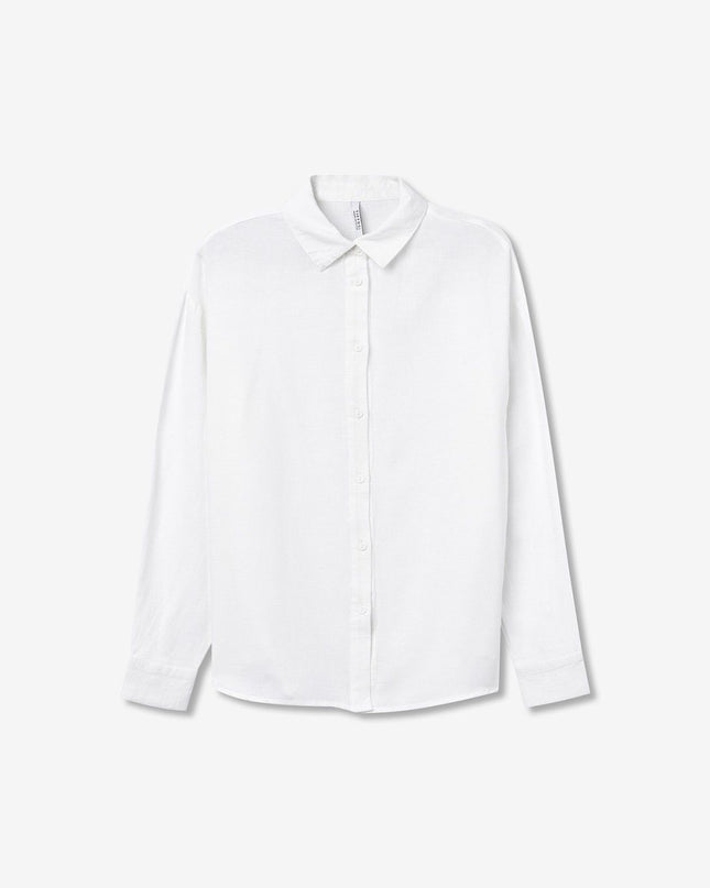 'Ella' Linen Blend Shirt - Star White