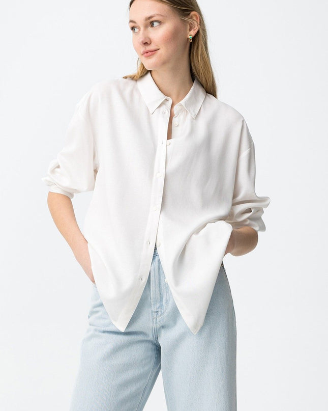 'Ella' Linen Blend Shirt - Star White