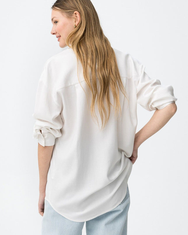 'Ella' Linen Blend Shirt - Star White