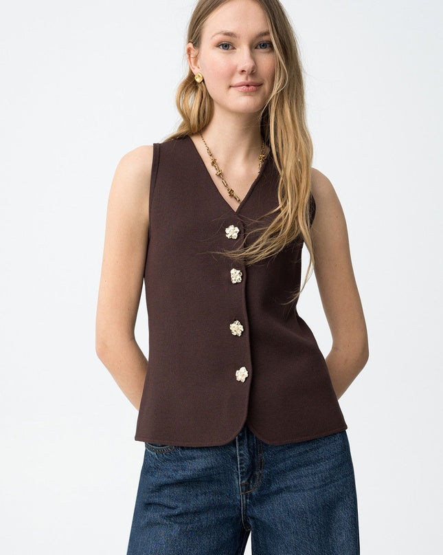 'Fleur' Top - Chocolate Brown