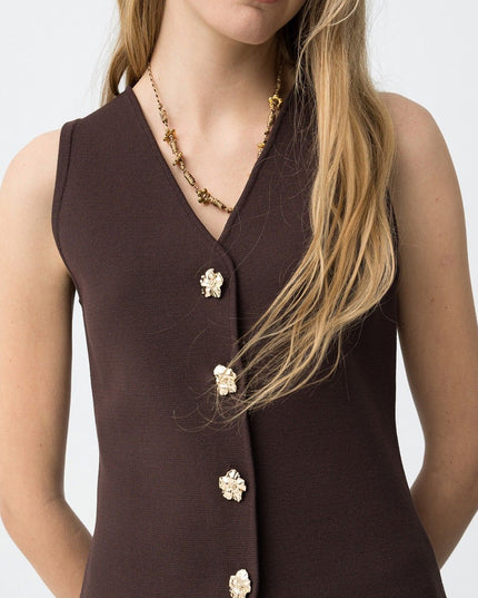 'Fleur' Top - Chocolate Brown