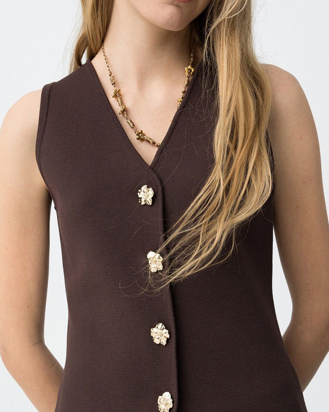 'Fleur' Top - Chocolate Brown