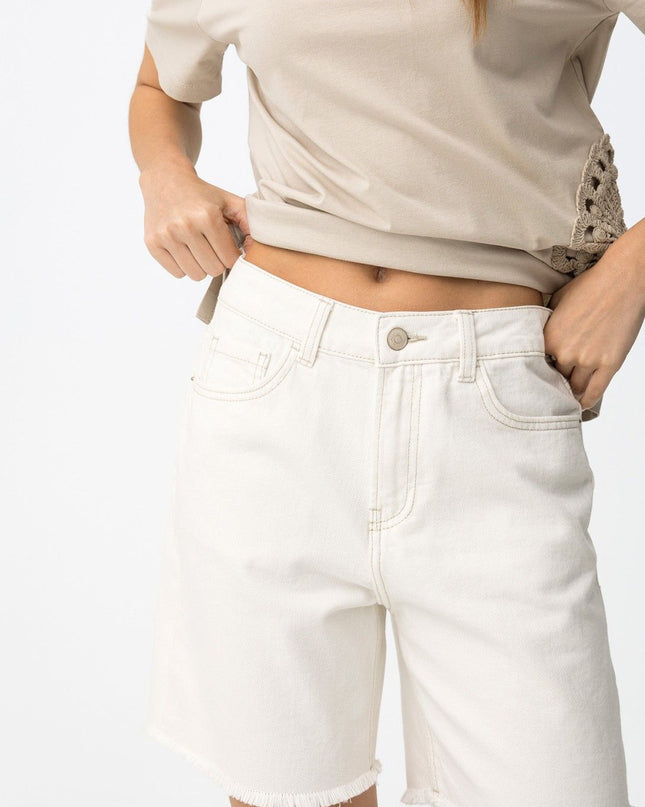 'Benny' Denim Shorts - Star White