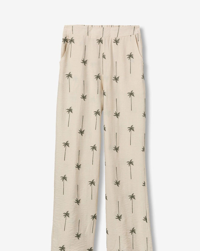 ‘Palmeira’ Natural Linen Look Trouser - Palm Trees