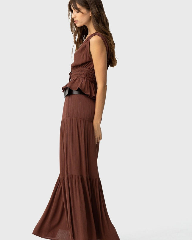 'Camponesa' Maxi Skirt - Chocolate Brown