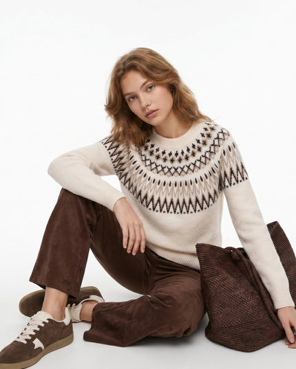 'Alberta' Nordic Knit Sweater - Birch
