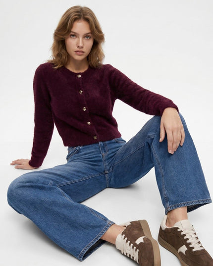 'Nodos' Mohair Cardigan - Fig