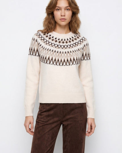 'Alberta' Nordic Knit Sweater - Birch
