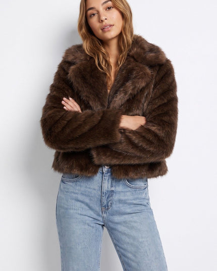 'Irina' Faux Fur Jacket - Chocolate Brown