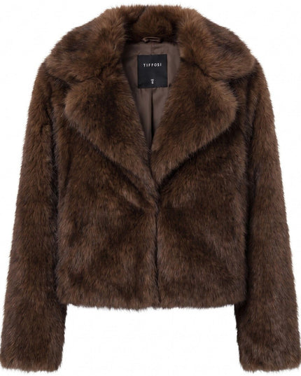 'Irina' Faux Fur Jacket - Chocolate Brown