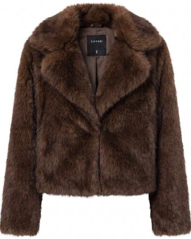'Irina' Faux Fur Jacket - Chocolate Brown